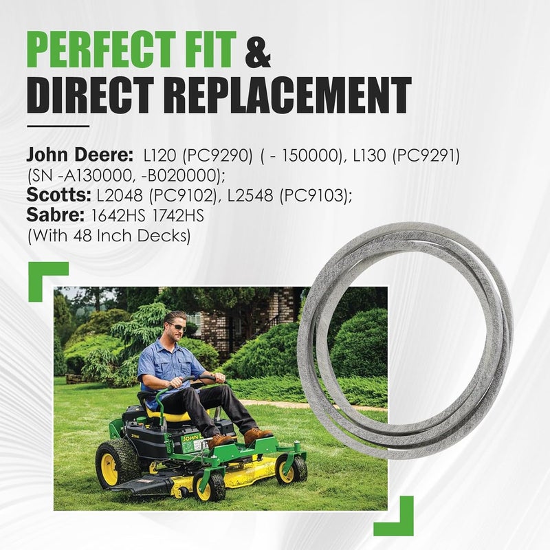 GEATaaT GX20305 Kevlar Mower Deck Belt Fit for John Deere L120 L130 Scotts L2548 L2048 Sabre 1642HS 1742HS 48" Deck Replace# GY20571 (1/2" x 139.25") - Image 3